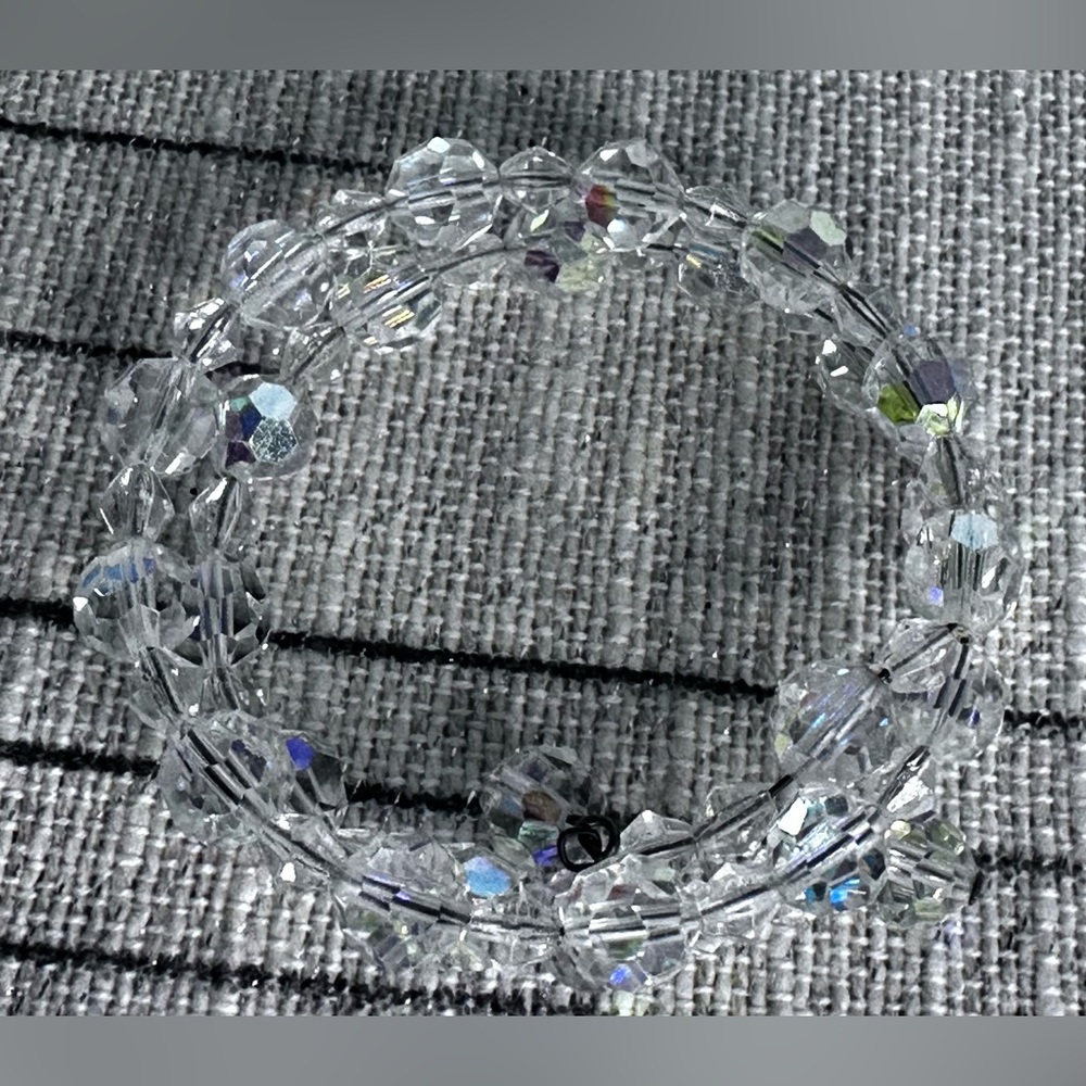 1950’s vintage Aurora Borealis crystal memory wire bracelet